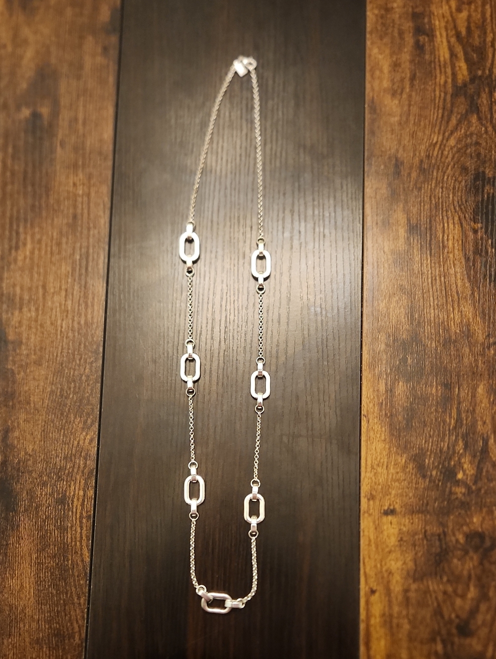Chaps Silver-Tone Long Link Necklace